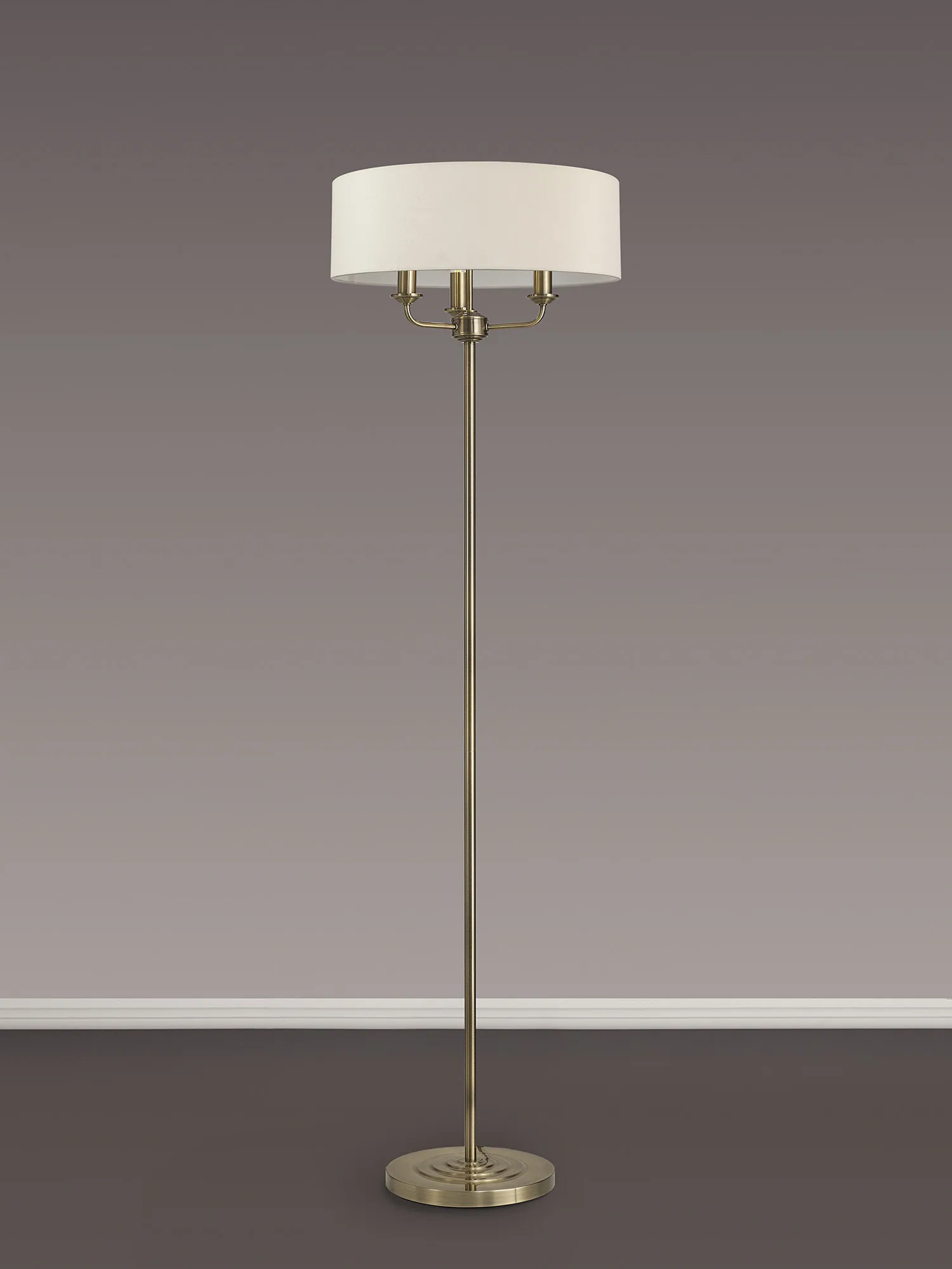 Banyan 45cm 3 Light Floor Lamp Antique Brass, Ivory Pearl DK0904  Deco Banyan AB IV